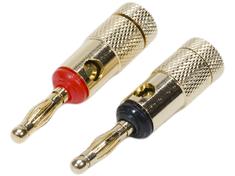 8-Pack 2mm Pin Speaker Banana Plugs – 24k Gold Plated Audio Connectors (White)