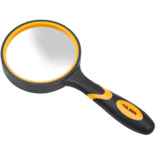 Hand Held Portable Optical Lens 4X 75mm Magnifying Glass Rubber Handle