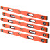 Lot of 5 3ft Horizontal Vertical Aluminum Level Rubber Handles 3 Vials