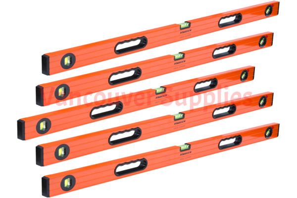 Lot of 5 3ft Horizontal Vertical Aluminum Level Rubber Handles 3 Vials