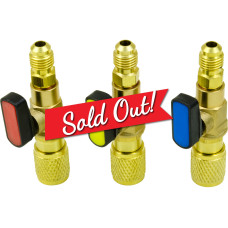 R134A Manifold Gauge Refrigerant Charging Set of 3 Ball Valve Adapters