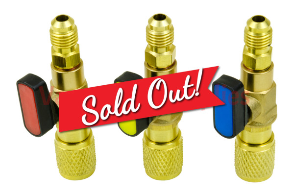 R134A Manifold Gauge Refrigerant Charging Set of 3 Ball Valve Adapters