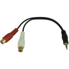 3.5mm Stereo Audio Plug to 2 RCA Female Socket Cable Connector Adapter