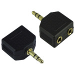 3.5mm Stereo Plug to Dual Two Channel Female Ports Adapter Y Connector