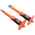 10inch Flat Slotted and Point Head Hand Guard Concrete Rock Chisel Set