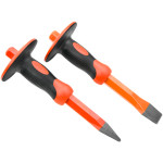 10inch Flat Slotted and Point Head Hand Guard Concrete Rock Chisel Set