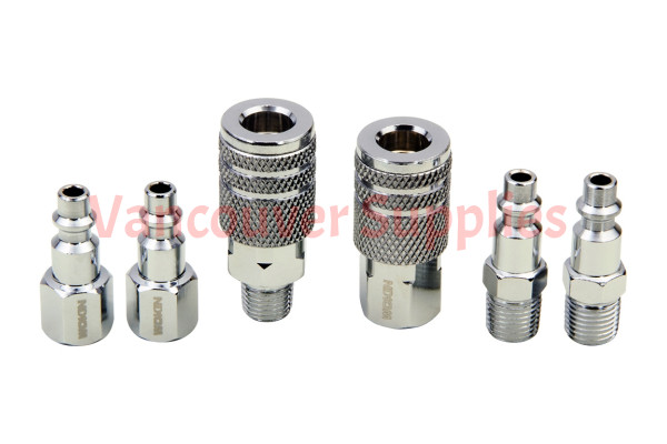 6pcs Air Hose Fittings 1/4in NPT Quick Connect Coupler Connector Plug