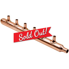 3/4in Inlet 1/2in PEX Water Outlet 6 Branch Ports Closed End Manifold