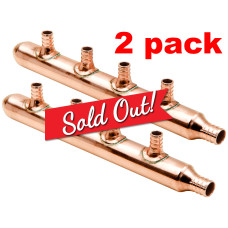 2 Pack 3/4in Inlet 1/2in PEX Water Outlet 4 Ports Closed End Manifold