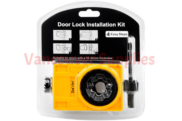 Wood Door Lock Hole Installation Jig Guide Metal Holesaw Drill Arbor