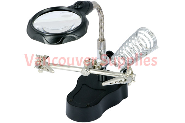 Helping Hand Clip LED Magnifying Soldering Iron Stand Lens Magnifier