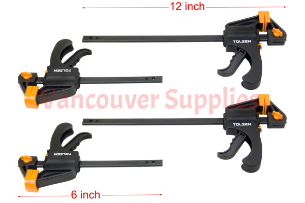 Pair of 6inch & 12inch Ratcheting Bar Locking Woodwork Clamps Spreader