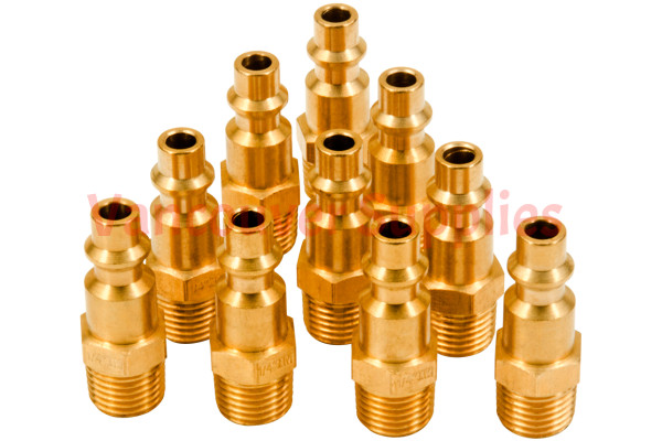 10pcs Brass Air Tool Fittings 1/4 NPT Male to Male Plug 727 Connector