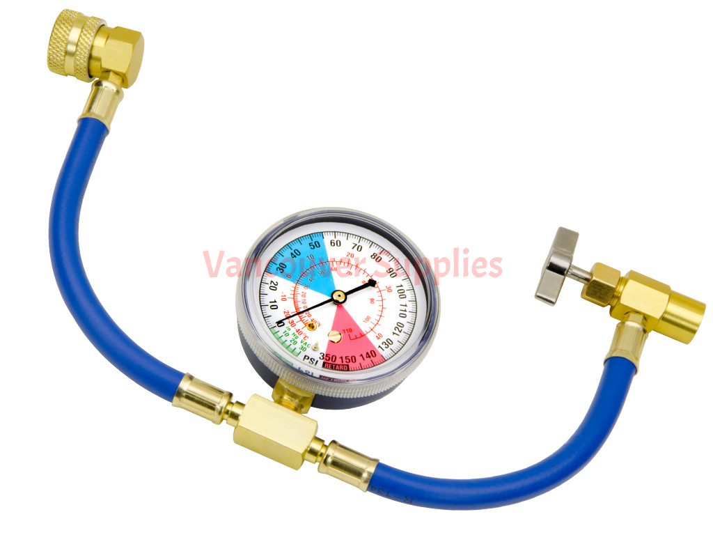 Carbole HVAC AC Manifold Gauge Set – Brass 4-Way With 5FT Hoses, 800 PSI