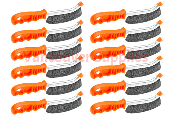 12pc Wire Hand Copper Plated Steel Scratch Brush Bristles Rust Removal