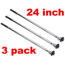 3 Pack 1/2in Flex Head 24inch Breaker Bar Non-Ratcheting Socket Wrench