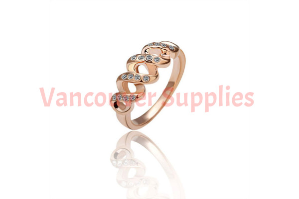 Size 8 Ashbury Metal 18K Rose Gold Plated Rhinestone Crystal Lady Ring