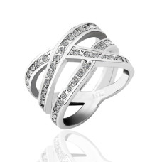 Size6 Ashbury Metal 18K White Gold Plated Rhinestone Crystal Lady Ring