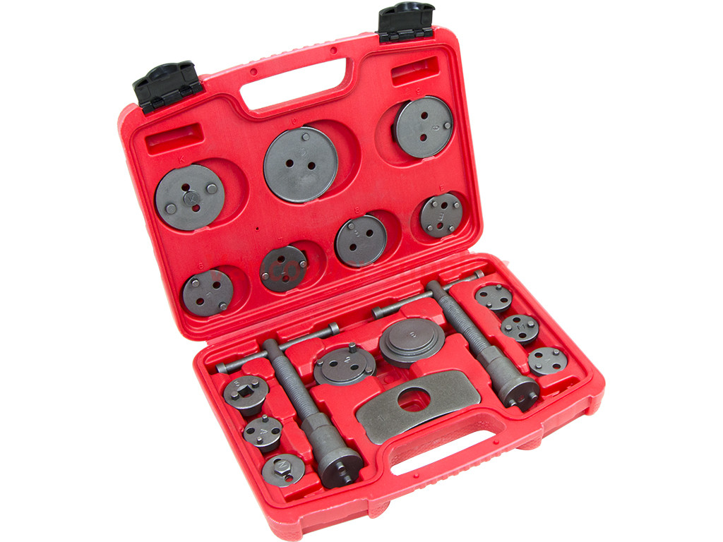 18pcs Caliper Tool Kit Case Wind Back Disc Brake Pad Piston