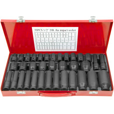35pcs 1/2in Drive Deep Shallow Impact Wrench Socket 8-32mm Metric Set