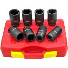 8pcs 3/4in Square Metric Extra Deep Impact Axle Nut Socket Set 29-39mm