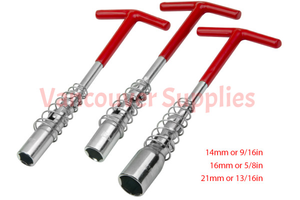 Universal Set of 3 Spark Plug T-Wrench Spanners 14mm 16mm 21mm Sockets