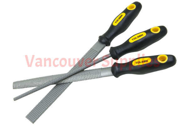 3pcs Carbon Steel Rasp File Set Grinder Half Round Flat Wood Woodwork