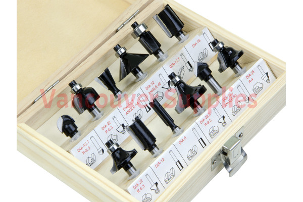 12Pcs Router Bit Set Shank Tungsten Carbide Rotary Tool Wood Case Box