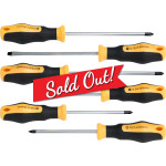 6pcs Anti-Slip Grip Magnetized Flat Phillips Pozidrive Screwdriver Set