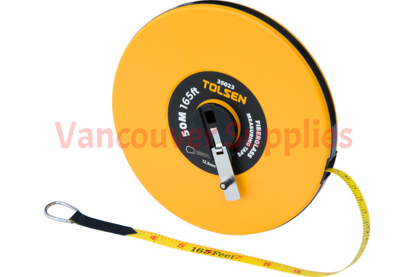 50M 165FT Constriction Imperial Metric Fiberglass Measuring Tape Reel