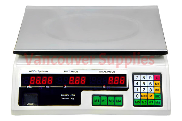 Digital Commercial Grocery Store Price Scale 88lbs 40Kg Dual Display