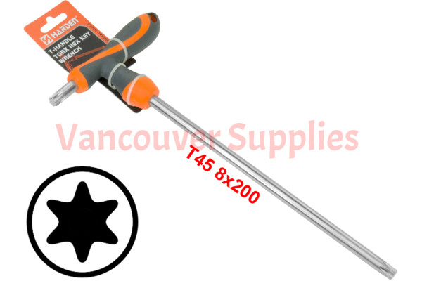 T45 T-Handle Torx Torque 6 Point Star Key CRV TPR Screwdriver Wrench