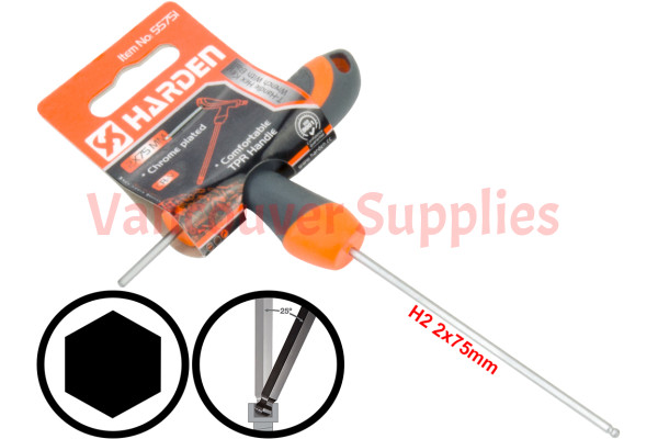 2mm T-Handle Hexagon Torque 6Point Hex Key CRV TPR Screwdriver Wrench