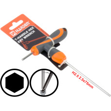 2.5mm T-Handle Hexagon Torque 6 Point Hex Key CRV Screwdriver Wrench