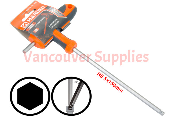 5mm T-Handle Hexagon Torque 6Point Hex Key CRV TPR Screwdriver Wrench