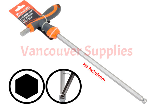 8mm T-Handle Hexagon Torque 6Point Hex Key CRV TPR Screwdriver Wrench