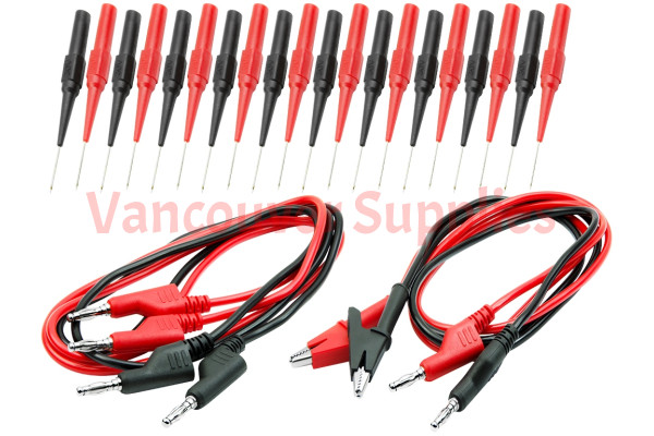 24pcs Needle Test Leads Automotive Back Probes Banana Alligator Clips